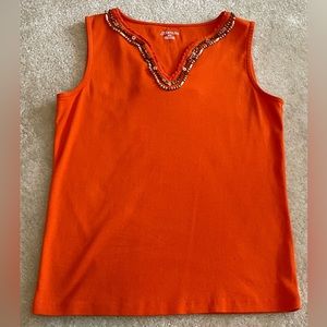 St. John Bay - Beaded Collar Sleeveless Shirt - Size Medium